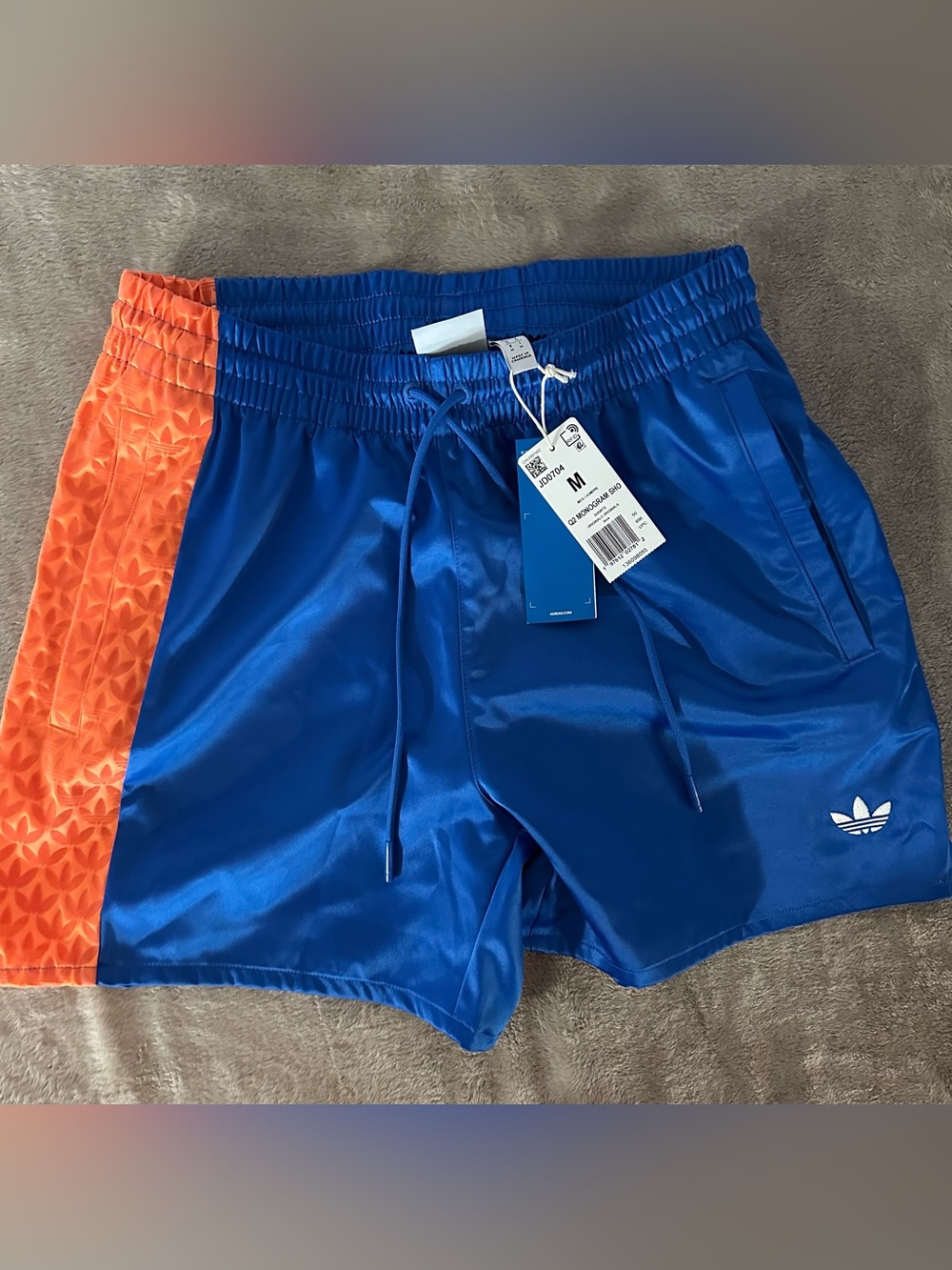 adidas Blue Shorts with Orange Side Panel